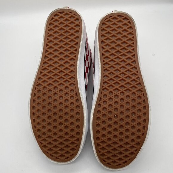 Vans Sk8-Hi Shoes Womens Size 9 Red White Checkerboard Canvas Skate High Top - Picture 5 of 15